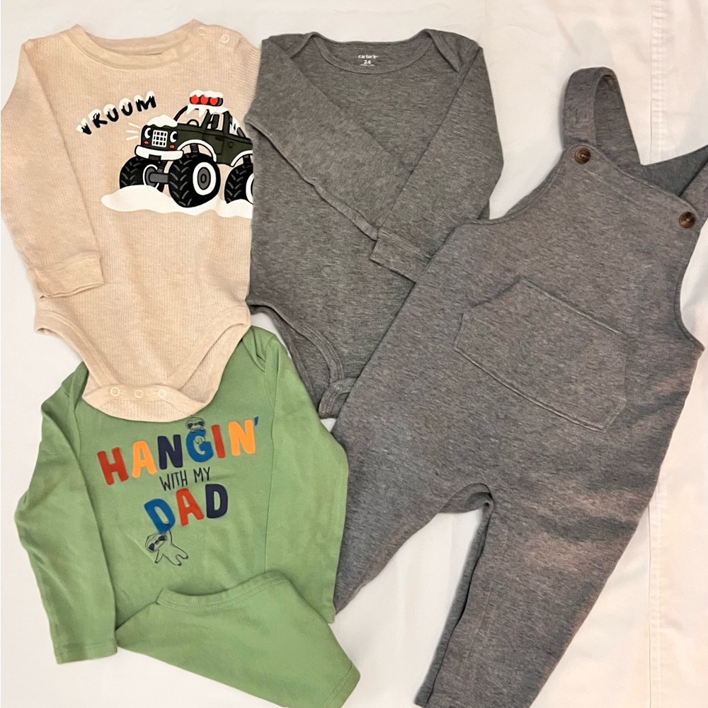 Multiples Kids One Pieces Set - Cream, Gray, Green